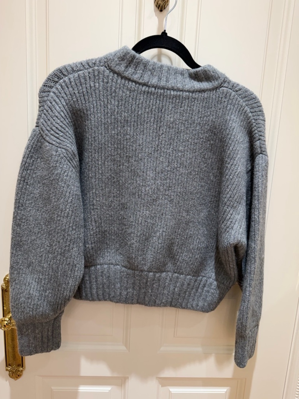 ZARA Grey Ribbed Zip-Up Crew Sweater - Picture 3 of 3
